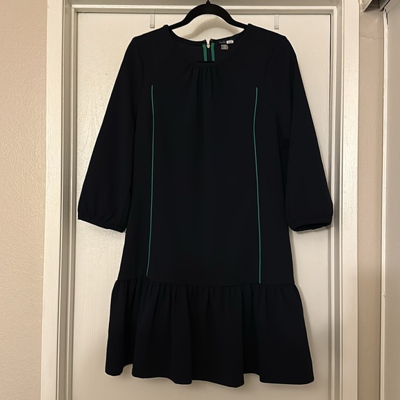 EUC Tommy Hilfiger Sheath Dress Size 10 Navy with Green Trim - Picture 2 of 9